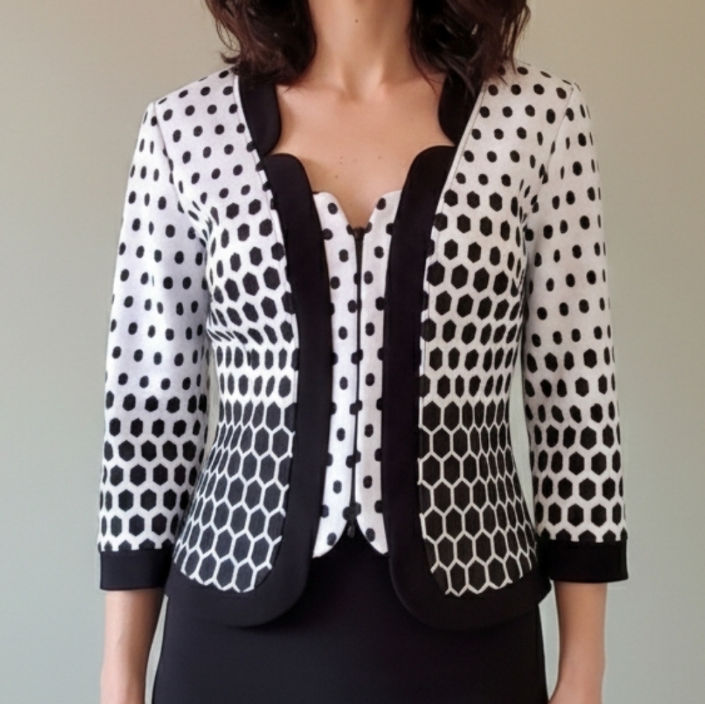 NWT Joseph Ribkoff 8 Retro 50s Mod Pin Up Romantic Feminine Stretch Knit Jacket